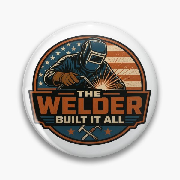 Item preview, Welders Built This Vintage Blue Collar Proud Welder Badge designed and sold by The Curio Cabinet.