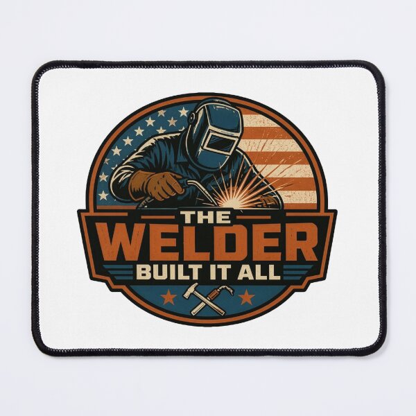 Item preview, Welders Built This Vintage Blue Collar Proud Welder Badge designed and sold by The Curio Cabinet.