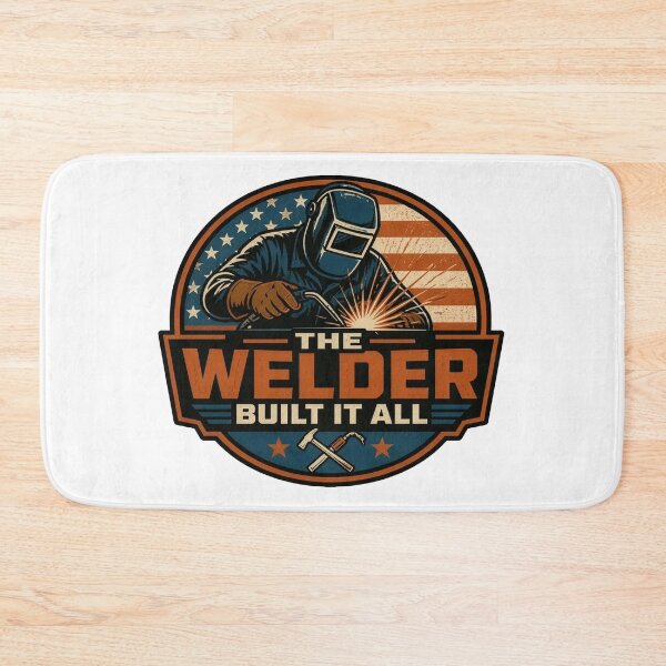 Item preview, Welders Built This Vintage Blue Collar Proud Welder Badge designed and sold by The Curio Cabinet.