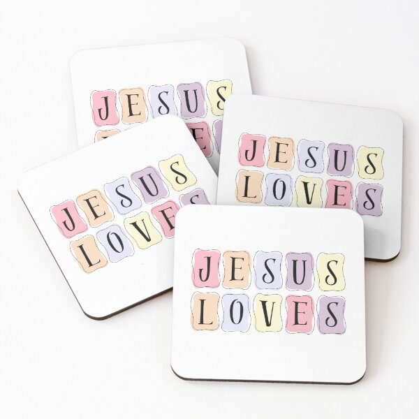Item preview, Jesus Loves Pastel Christian Typography Art designed and sold by dfranc.