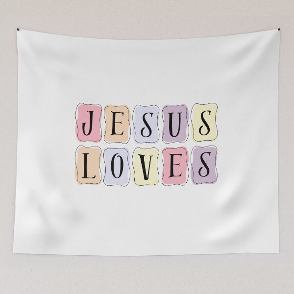 Item preview, Jesus Loves Pastel Christian Typography Art designed and sold by dfranc.