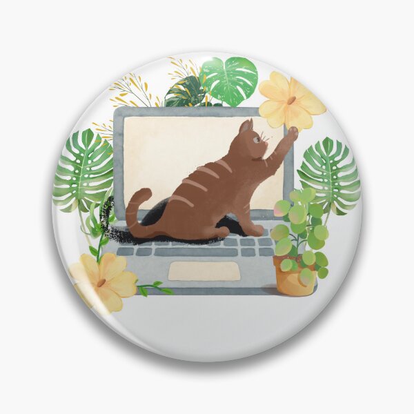 Item preview, Cute Brown Tabby Cat On Laptop Illustration designed and sold by StoriesInGrain.