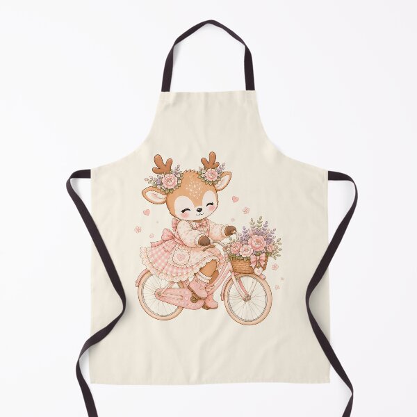 Item preview, Cute Reindeer Riding Bicycle | Kawaii Floral Deer Cottagecore Spring Bicycle Art designed and sold by looplandger.