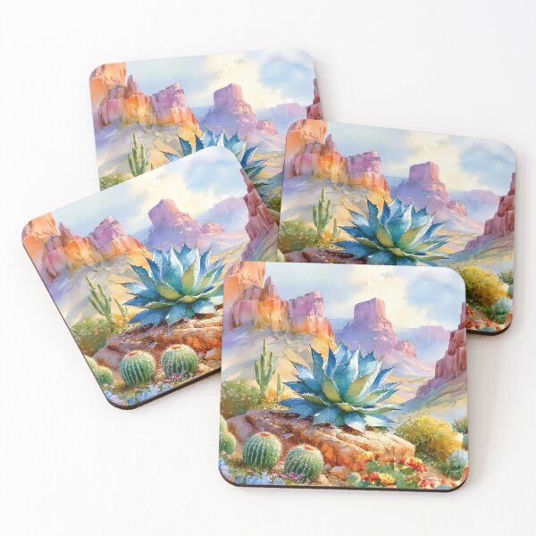 Item preview, Desert Cactus Watercolor Art | Southwestern Red Mountains Landscape designed and sold by MargaretWiktor.