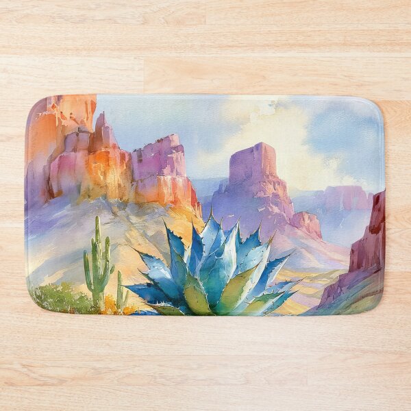 Item preview, Desert Cactus Watercolor Art | Southwestern Red Mountains Landscape designed and sold by MargaretWiktor.