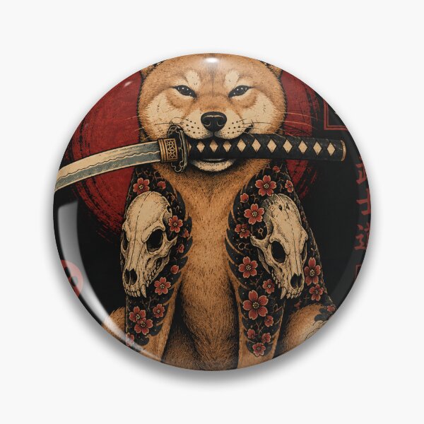 Item preview, Samurai Dog with Katana – Japanese Tattoo Style Graphic T-Shirt designed and sold by KAGdesign.