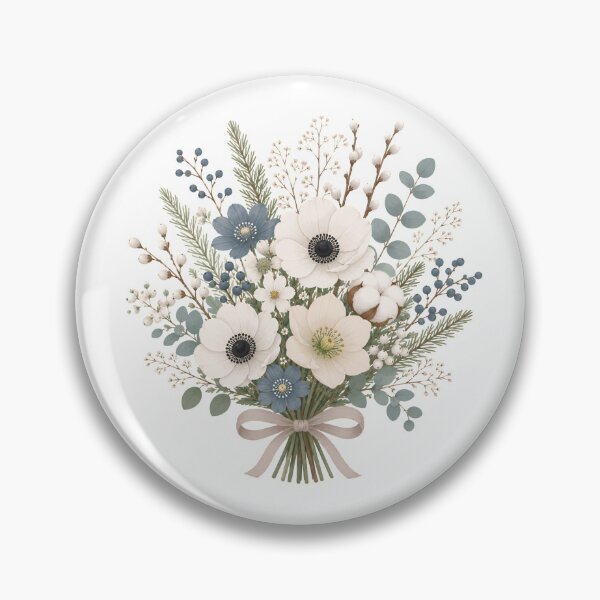 Item preview, Winter bouquet in white & ice blue | Floral flower design designed and sold by filou designs.