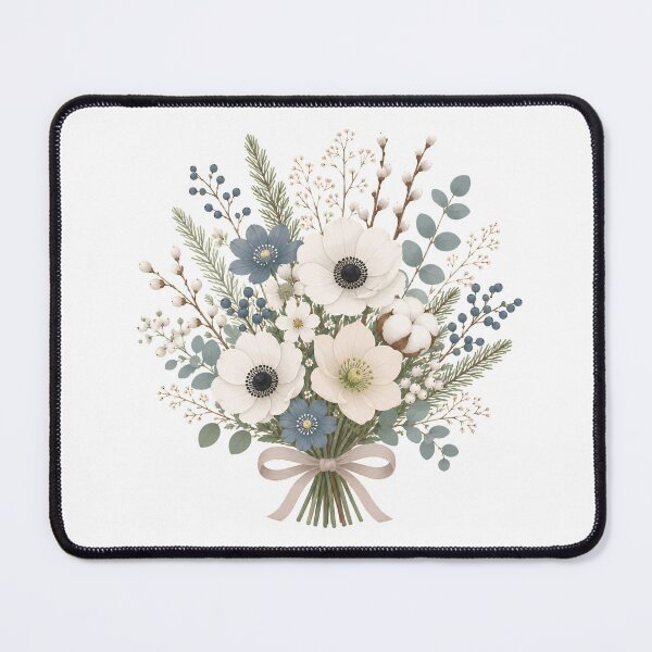 Item preview, Winter bouquet in white & ice blue | Floral flower design designed and sold by filou designs.