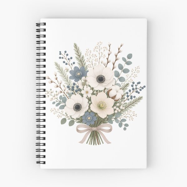 Item preview, Winter bouquet in white & ice blue | Floral flower design designed and sold by filou designs.