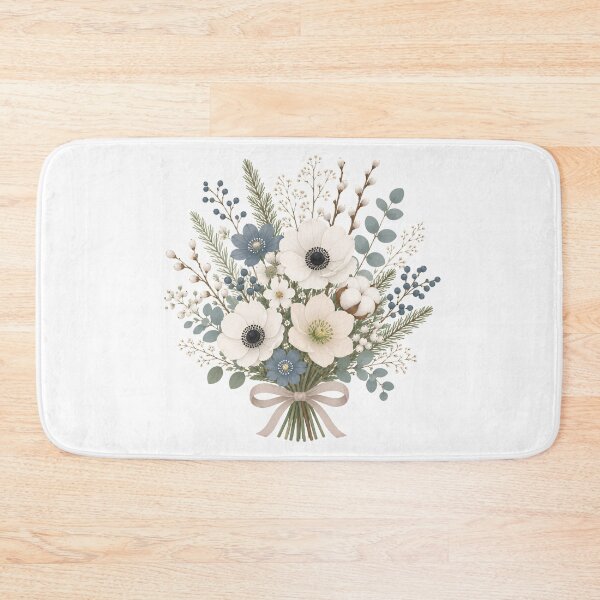 Item preview, Winter bouquet in white & ice blue | Floral flower design designed and sold by filou designs.