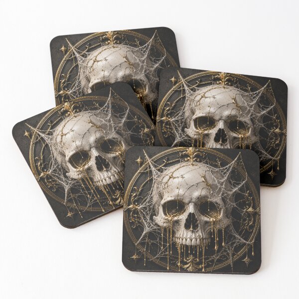 Item preview, 3D Gothic Skull with Golden Tears – Dark Luxury Halloween Aesthetic designed and sold by AstraDrip Studio.