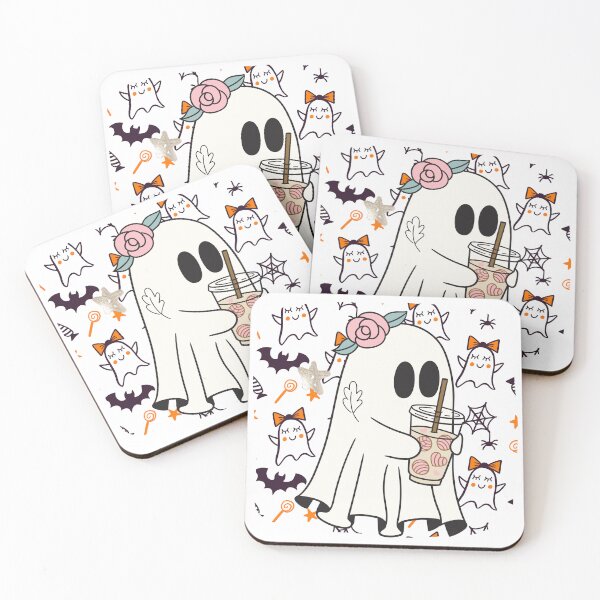Item preview, Summerween ghost with milkshake and Rose designed and sold by WildWoodlandWitch.