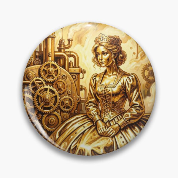 Item preview, Steampunk Queen Fusion – Victorian Metal Power & Golden Gear Fantasy Portrait designed and sold by FotoworldEdel.