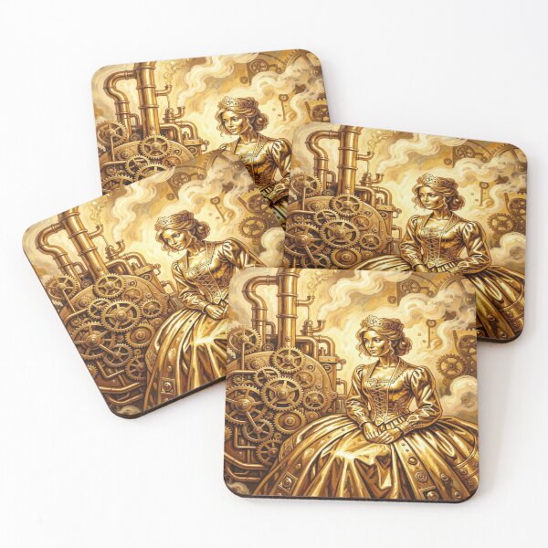 Item preview, Steampunk Queen Fusion – Victorian Metal Power & Golden Gear Fantasy Portrait designed and sold by FotoworldEdel.