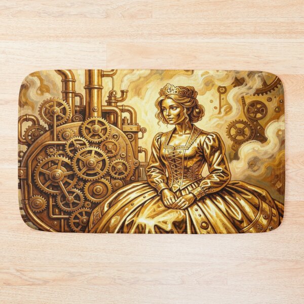 Item preview, Steampunk Queen Fusion – Victorian Metal Power & Golden Gear Fantasy Portrait designed and sold by FotoworldEdel.