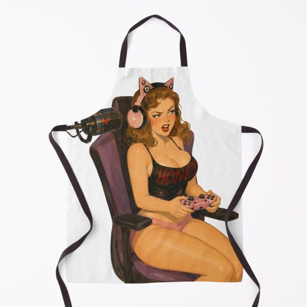 Item preview, Retro Gamer Girl Pinup – Original Gaming Inspired Vintage Art designed and sold by Cosplayvintage.