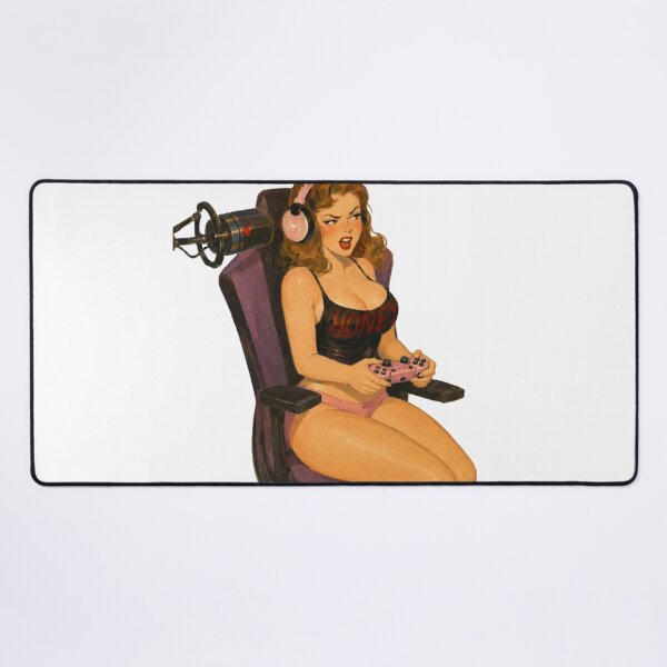 Item preview, Retro Gamer Girl Pinup – Original Gaming Inspired Vintage Art designed and sold by Cosplayvintage.
