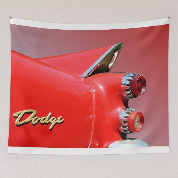 Item preview, 1958 Dodge Custom Royal Tailfin - Chrome Fin & Twin Taillight Detail, Red Classic designed and sold by Peter Kraaibeek | Generative Designs and Car Art.