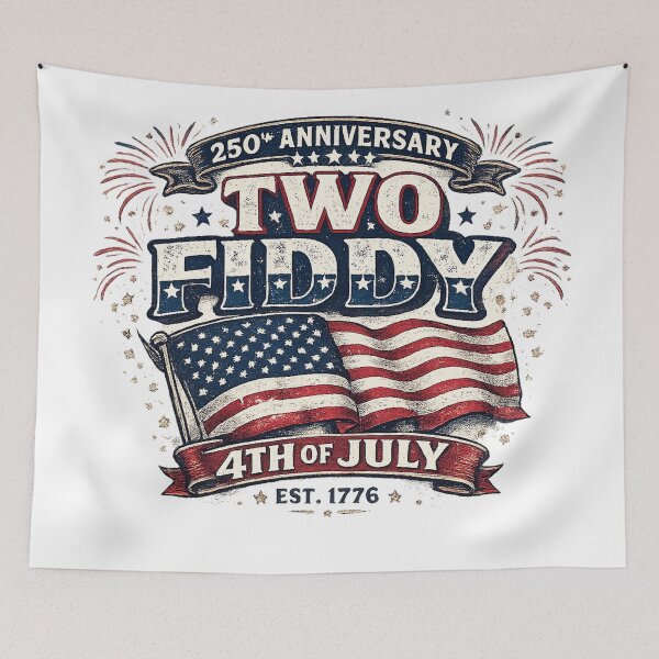 Item preview, Two Fiddy 250th Anniversary 4th of July Patriotic USA Flag Vintage Design designed and sold by CreativeNest Prints.