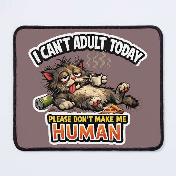 Item preview, I Can't Adult Today Funny Cat Meme Sticker – Please Don't Make Me Human Sarcastic Cat Design designed and sold by lazygum.