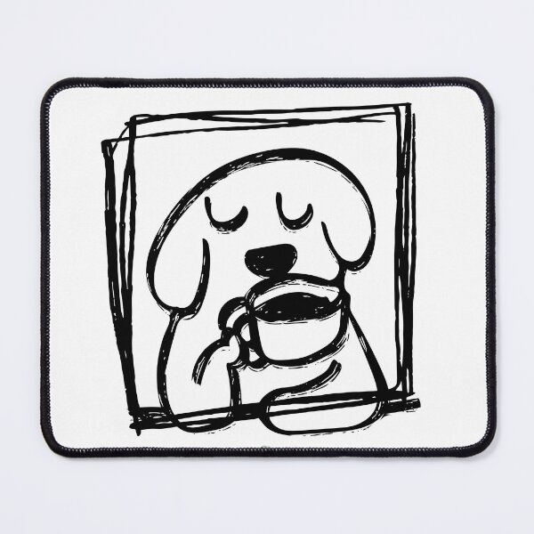 Item preview, Cozy Dog Drinking Coffee | Minimalist Hand Drawn Pet Illustration designed and sold by MikkamioDesign.