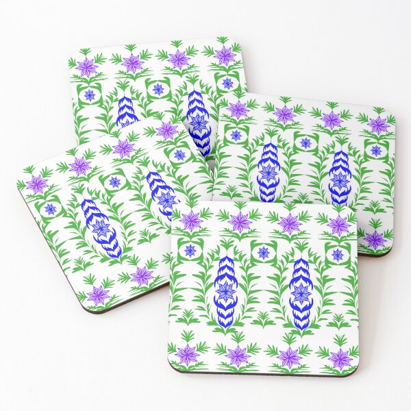 Item preview, Botanical Vector Pattern with Green Leaves and Purple Star Flowers designed and sold by Ei-Ei.