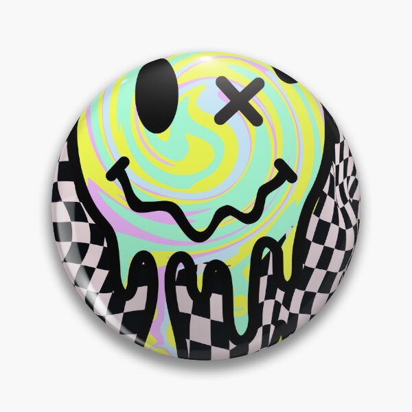 Item preview, Melting Trippy Smiley Face Warped Checkerboard designed and sold by Side By Side Studio.