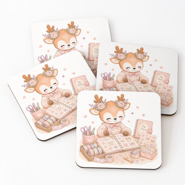 Artikelvorschau, Cute Reindeer Journaling | Kawaii Cottagecore Deer Scrapbooking Planner & Stationery Pastel Illustration entworfen und verkauft von looplandger.