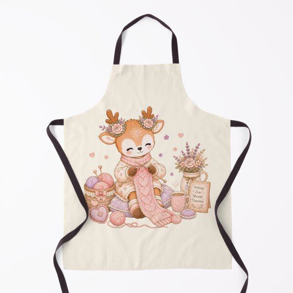 Item preview, Cute Reindeer Knitting Scarf | Kawaii Cottagecore Deer Crochet & Knitting Pastel Cozy Winter Illustration designed and sold by looplandger.