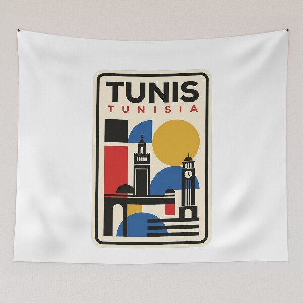 Item preview, Vintage Tunis Tunisia Skyline Geometric Travel Theme designed and sold by k3rstman1.