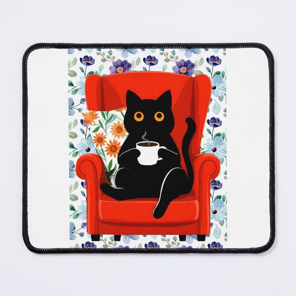 Item preview, Cute Cat with Coffee on Couch designed and sold by PurrfectHome.