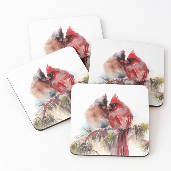 Aperçu de l'œuvre Peinture à l'aquarelle de cardinaux créée et vendue par CanotStop.