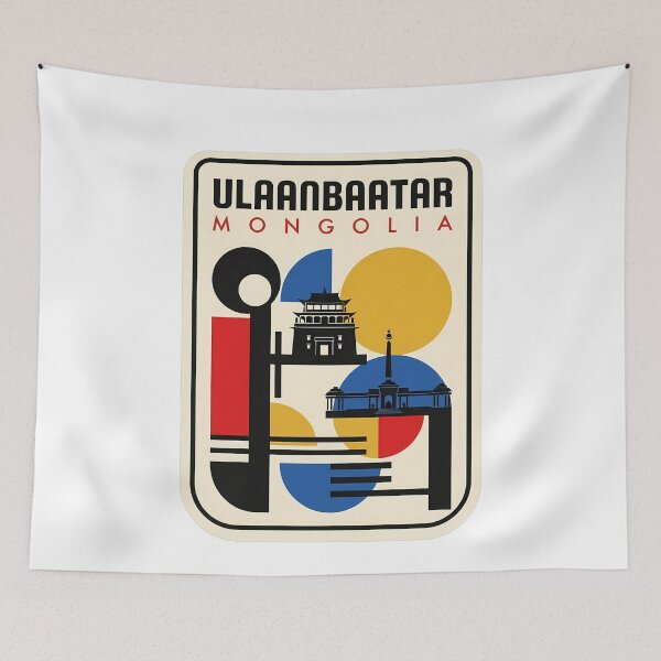 Item preview, Retro Ulaanbaatar Mongolia Geometric Travel Landmark designed and sold by k3rstman1.