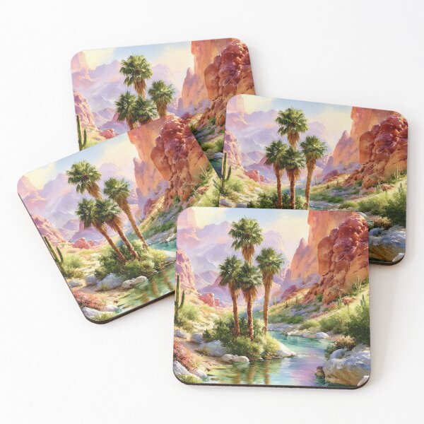 Item preview, Southwestern Desert Oasis Watercolor Art Print designed and sold by MargaretWiktor.