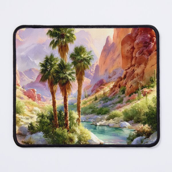 Item preview, Southwestern Desert Oasis Watercolor Art Print designed and sold by MargaretWiktor.