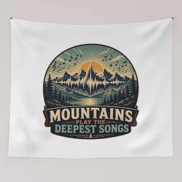 Item preview, Mountains Play the Deepest Songs | Mountain Music Art designed and sold by NatureHarmony16.