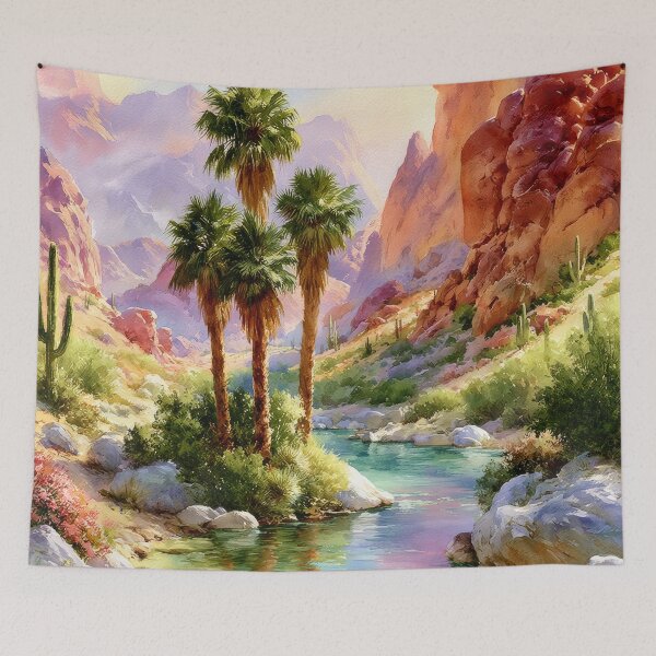 Item preview, Southwestern Desert Oasis Watercolor Art Print designed and sold by MargaretWiktor.