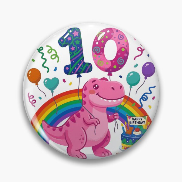 Item preview, 10th T-rex birthday dino lover balloons and a rainbow designed and sold by Tronstell.