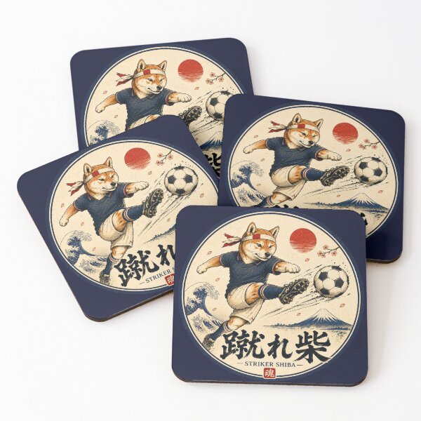 Item preview, Striker Shiba Japanese Ukiyo-e Soccer Dog Sticker/T-Shirt Art designed and sold by Locker39.