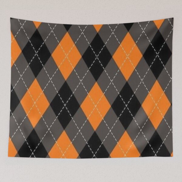 Item preview, Spooky Halloween Argyle Pattern Orange and Black Preppy Plaid designed and sold by LYAN-STORE.