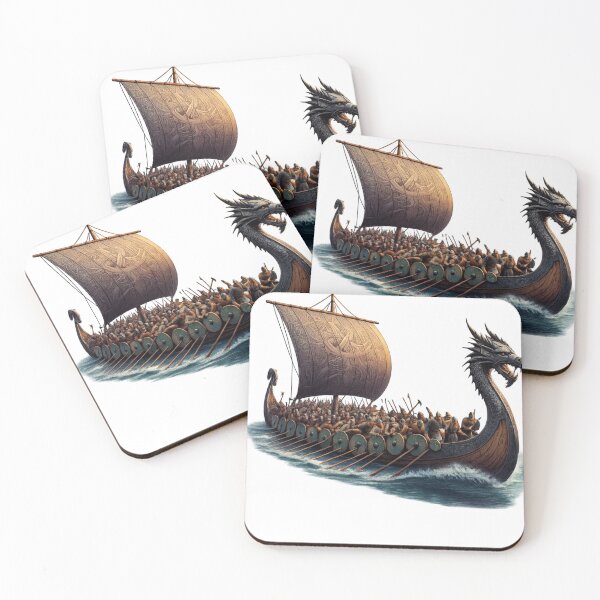Item preview, Epic Viking Dragon Longship – Norse Warrior Ship Illustration designed and sold by AMIR PRO .