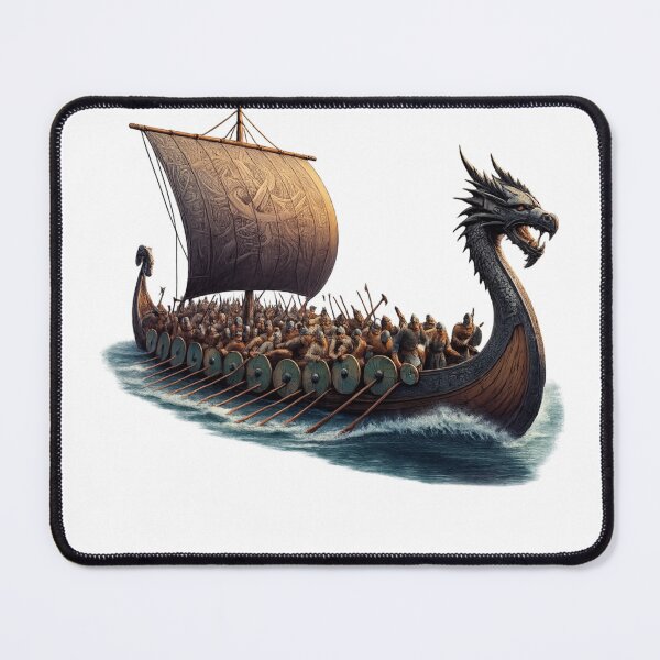 Item preview, Epic Viking Dragon Longship – Norse Warrior Ship Illustration designed and sold by AMIR PRO .