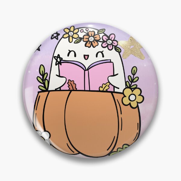 Item preview, Summerween ghost with Flowers and Pumpkin  designed and sold by WildWoodlandWitch.