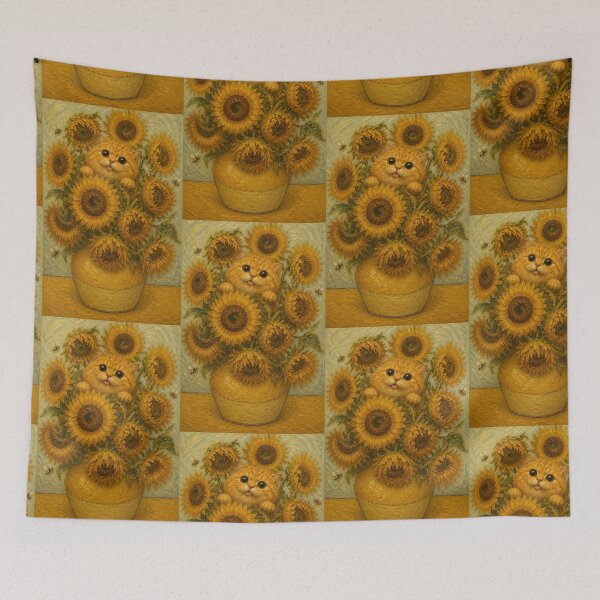 Item preview, Cute Chonky Ginger Tabby Cat Sunflowers Dreamscape designed and sold by Mindworx21.