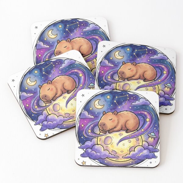 Item preview, Cosmic Sleeping Capybara Moon Art | Cute Kawaii Galaxy Animal | Relaxing Birthday Present | Cozy Bedroom Nursery Decor designed and sold by Cosmic Doodle Co..
