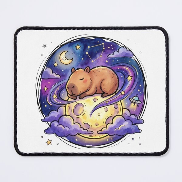 Item preview, Cosmic Sleeping Capybara Moon Art | Cute Kawaii Galaxy Animal | Relaxing Birthday Present | Cozy Bedroom Nursery Decor designed and sold by Cosmic Doodle Co..