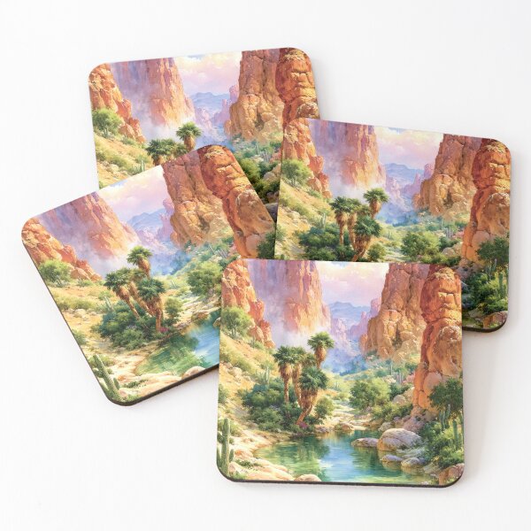 Item preview, Southwestern Desert Oasis Watercolor Art Print designed and sold by MargaretWiktor.