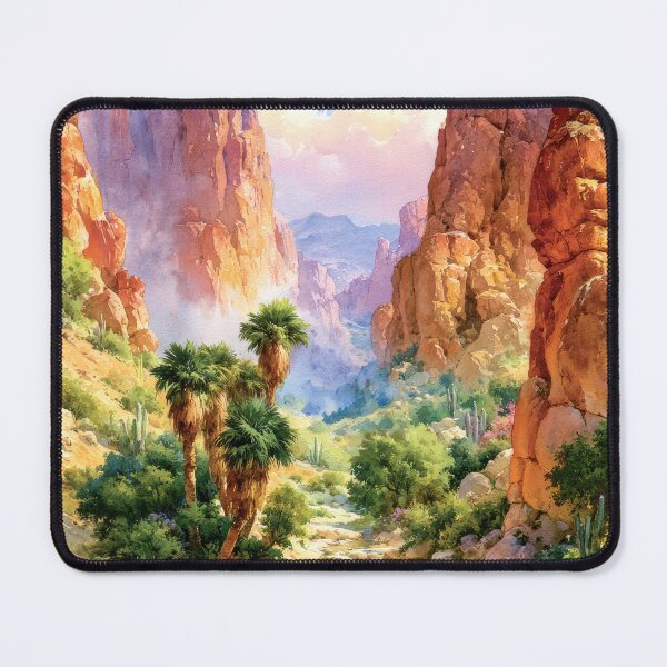 Item preview, Southwestern Desert Oasis Watercolor Art Print designed and sold by MargaretWiktor.