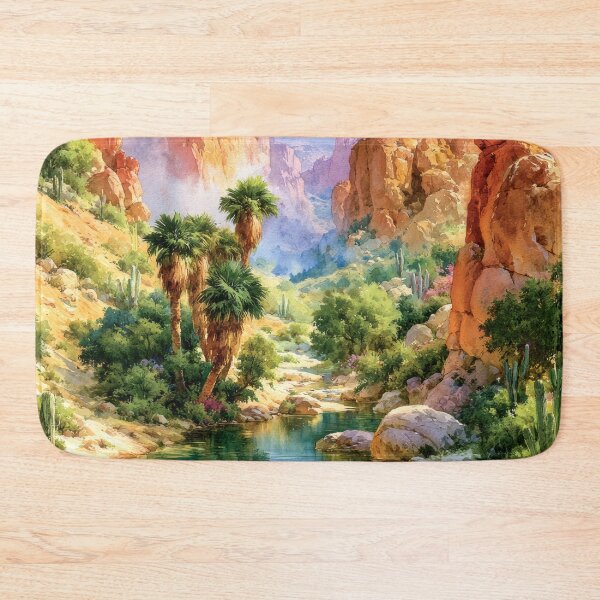 Item preview, Southwestern Desert Oasis Watercolor Art Print designed and sold by MargaretWiktor.