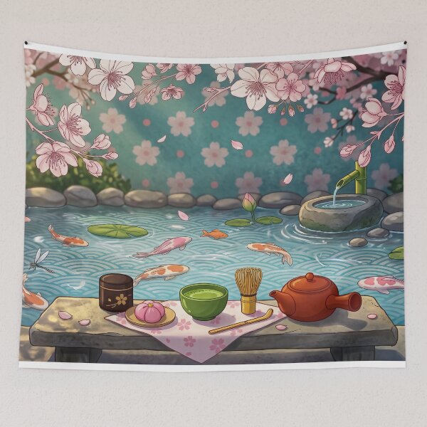 Item preview, Japanese Spring Zen Pond: Sakura, Koi Fish & Matcha Tea Ceremony designed and sold by hattie's.